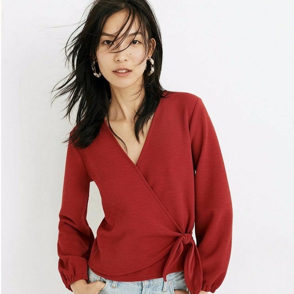 Madewell Texture & Thread Crepe Wrap Top - Picture 1 of 5